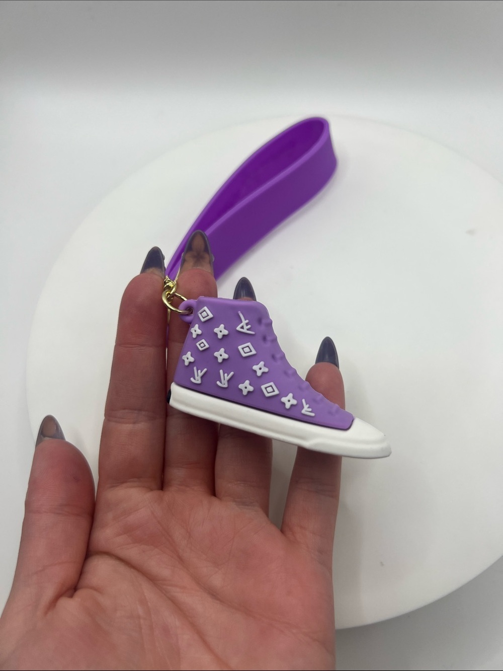 098. Forever Yours Purple Sneaker Keychain with Gold Hardware - Picture 3 of 4